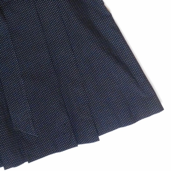 TIBI Navy Blue & White Pleated Swiss Dot Skirt Tie Waist Polka Dot Size 10 - Picture 6 of 13